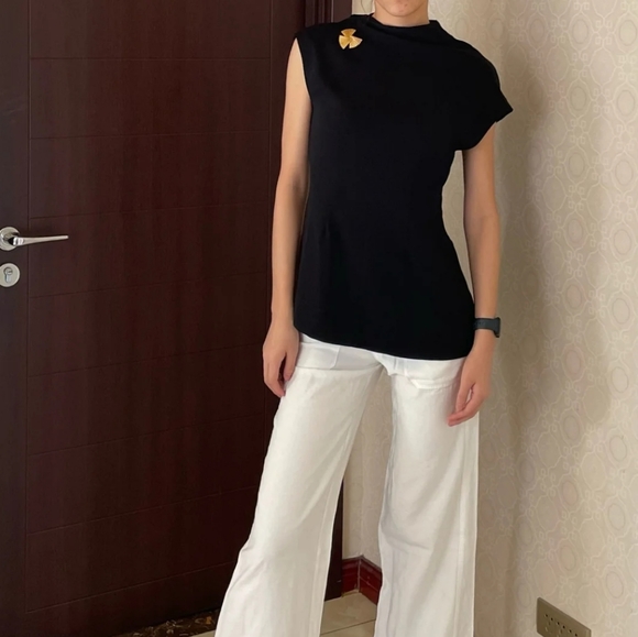 New Zara Gold Button Draped Top - 8513/521 - Picture 10 of 12